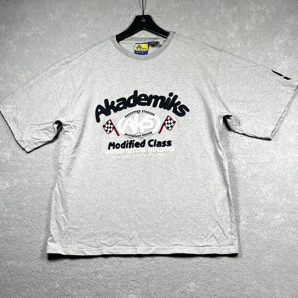 Y2K Vintage Akademiks Stadium Mens Large Gray Modified Class Embroidered - Picture 1 of 11